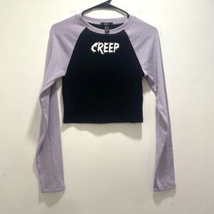 Forever 21 creep long sleeve raglan crop top medium